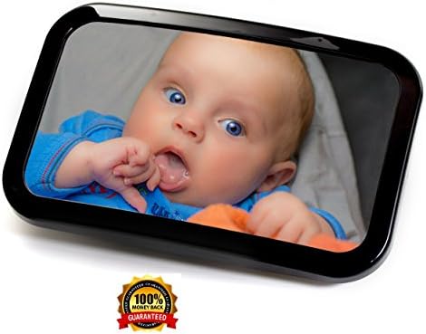 PINOPRIDE Baby Mirror - Baby Car Mirror - Rear View Car Back Seat Mirror - Rear Facing Car Seat Baby Mirror - Large Clear Most Stable Safety Backseat Shatterproof Glass - Safe Secure Fully Assembled