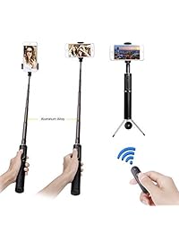 Selfie Stick   Soporte de trípode extensible inalámbrico para teléfono móvil (color negro y dorado)