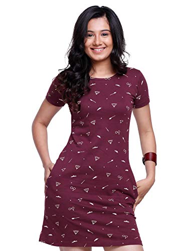 The Souled Store Harry Potter: Pattern Womens and Girls Graphic Printed Cotton T-Shirt Dress Multicolor The Souled Store Harry Potter: Pattern Womens and Girls Graphic Printed Cotton T-Shirt Dress Multicolor