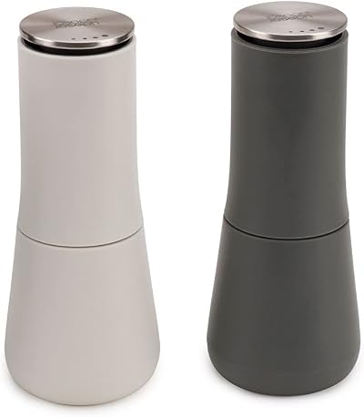 Joseph Joseph Milltop Non-Spill Salt and Pepper Mill Set Ceramic Grinding White