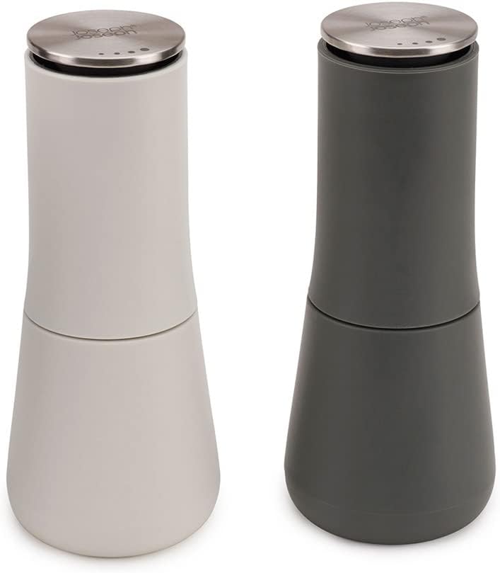 Joseph Joseph Milltop Non-Spill Salt and Pepper Mill Set Ceramic Grinding White