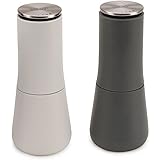 Joseph Joseph - 95036 Joseph Joseph Milltop Salt and Pepper Grinder Set with Adjustable Grind Size Coarseness, Dark Gray/Whit