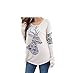 Shensee Female Loose Elk Deer Printing Splice Long Sleeve Tops Pullover Shirt