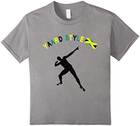 Kids Bolt Celebration Jamaica Track &amp; Field Summer Games T-Shirt 10 Slate