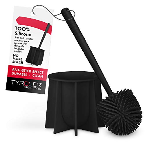 Tyroler Bright Tools Toilet Brush Set Made of 100 Silicone, AntiStick