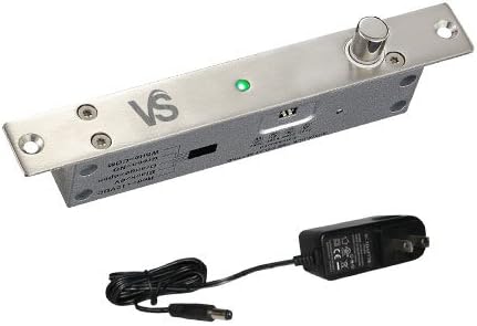 FPC-5386 Visionis VIS-DP102-FSA-LED Electric Drop Bolt Lock 2,200lbs with LED and Time Delay Fail Secure Normally Open Dead Bolt with Power Supply