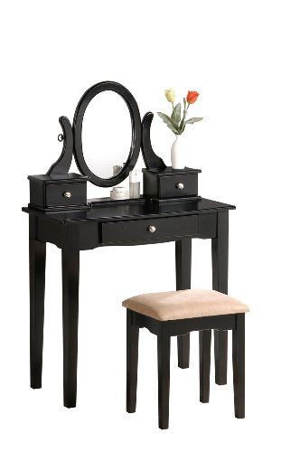 Bobkona Abana Vanity Set with Stool, Black