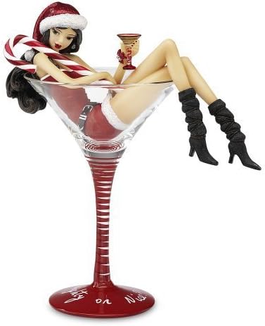 Hiccup by H2Z 9-1/4-Inch Naughy or Nice Cocktail Glass with Tall Peppermint Martini Girl by Hiccup by H2Z