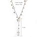 QTMY Faux Pearl Tassel Long Chain Necklace for Women,Elegant Y-Shaped Necklace Jewelry (White)