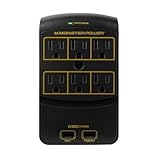 Monster Power - Gold 650 USB+, 6 AC Outlets, 2 USB 3.4AMP outlets, 1080 Joules, and FireProof MOV