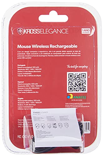 Kross Elegance MOUSE S/FIO RECARREGÁVEL SILENT KE-M305 Preto