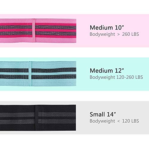 Tiaoyeer Hip Resistance Band for Legs and Butt Workout Non Slip Hip Exercise Band,Set of 3 Hip Band Exercise Loop for Warm up, Arms, Glutes, Abs, 80 Day Obsession, Never Roll Up & Carry Bag