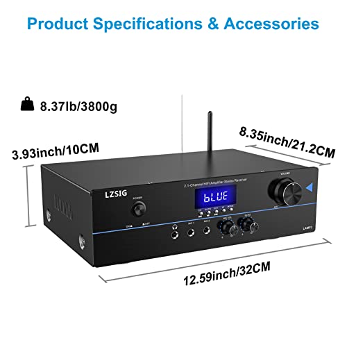 LZSIG Bluetooth 5.0 Home Audio Amplifier Stereo Receivers with Phono