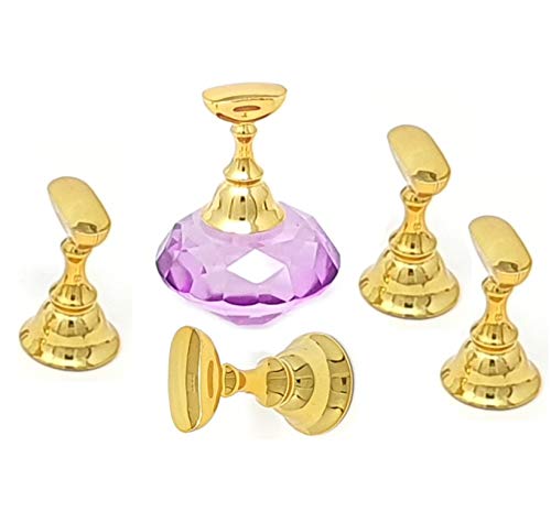 Kiara World Magnetic Nail Art Tips Stand Crystal Base Alloy Holders Manicure Set Practice Holder Salon Tool DIY (Purple)