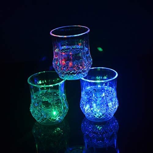 IBLUELOVER Flash Light Up Cups Luminous Liquid Sensor LED Wine Glasses Multi-Color Light Up Drink Beer Cup Bar Wedding Clubs Parties Christmas Halloween Decoration