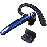 Reaton Bluetooth Headset, Phone Wireless Bluetooth Earpiece W/Noise Cancelling Mic,10-Hr Playing Time, Hands Free Wireless Headphone for Cell Phone-Compatible with iOS, Android-Blue