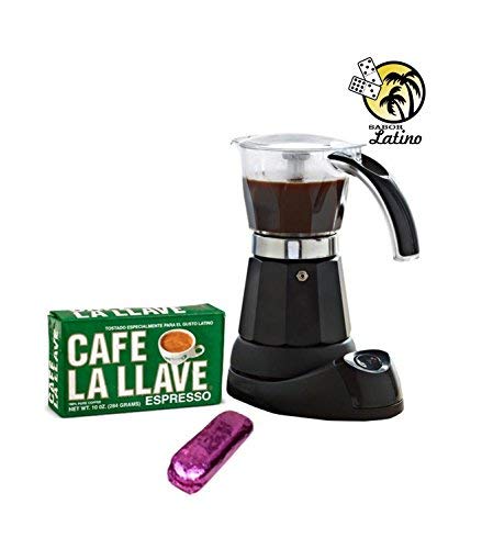 Electric Cuban Coffee Espresso Maker 3 to 6 Cups (1pack Bustelo 10 oz FREE)