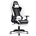 DESINO Gaming Chair Racing Style High Back Computer Chair Swivel Ergonomic Executive Office Leather Chair Video Game Desk Chair with Footrest for Adults (White)