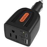 HearGrow100w Car Power Inverter, 12V DC to 110V AC Vehicles Converter with USB Ports，Plug Adapter Outlet and Fast Charging PD3.0 Type-C for Phones, Pads, Laptops and Computer Charger