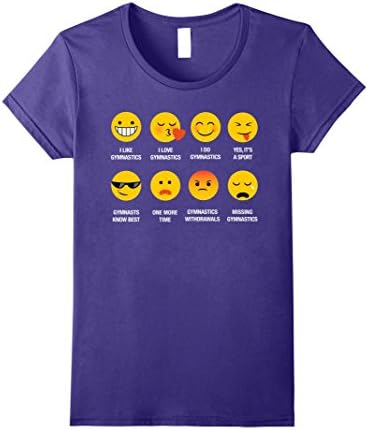Womens I Love Gymnastics Gymnasts Emoji Emoticons Graphic T-Shirt Small Purple