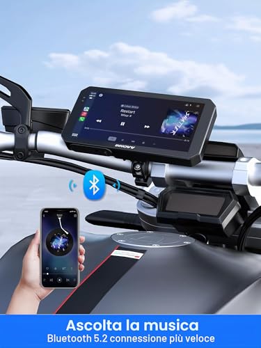 INNOVV N2 6 Inch Apple Carplay Screen for Motorcycle, Touch Screen Wireless Apple CarPlay & Android Car GPS Navigation System, 5G Wi-Fi, IP67 Waterproof, Bluetooth, Parking Mode, Siri