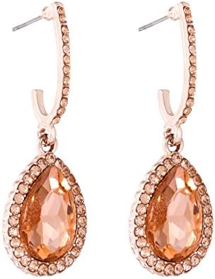 NLCAC Round Crystal Earrings Double Round Halo Dangle Earrings Crystal Ear Drop for Women (tear drop earrings)