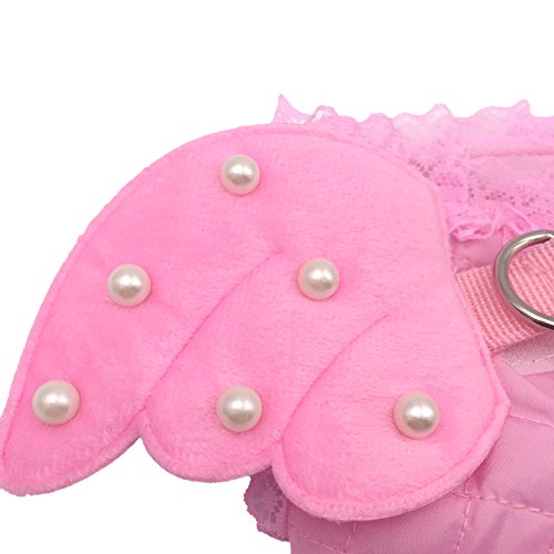 M2cbridge Pink Dog Puppy Harness Leash Collar Cat Vest Strap Angel Wings (XS)