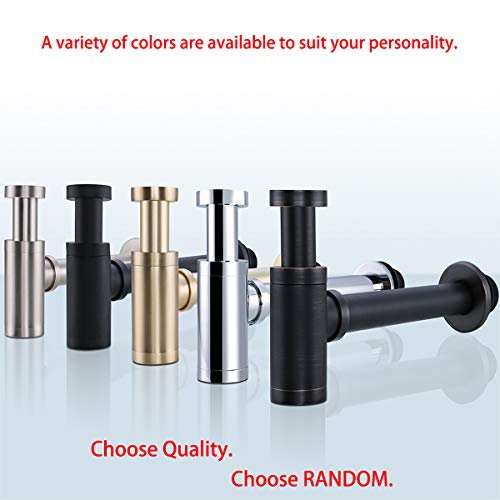 RANDOM Brass Contemporary Round Bottle P Trap 1 1/4,Basin Sink Waste Drain P Trap Kit,Oil Rubbed Bronze.also Brushed Nickel,Matte Black,Brushed Gold,Chrome.