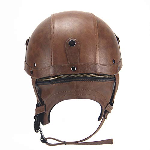 SQ Motorcycle Harley Helmet,Summer Personality Retro Leather Half Helmet,Metallic