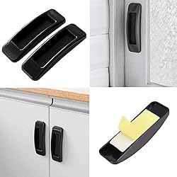 LIUHE 8 Pack Self-Stick Push Pull Helper Black ABS