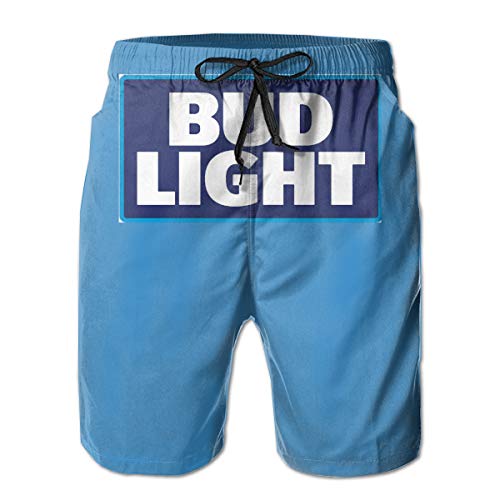 Duttd Sammer Men's Casual Bud-Light-Logo Beach Shorts Surfing Boardshorts White