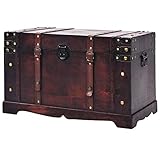 BLUECC Vintage Wood Treasure Chest Storage Trunk Brown 26