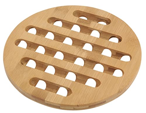 Galvog® Bamboo Trivet Mat/Stands | Assorted Hot Dishes/Pot/Bowl/Teapot/Plate Holders | Protector Pads for Kitchen Work Top, Table & Countertop (Round)