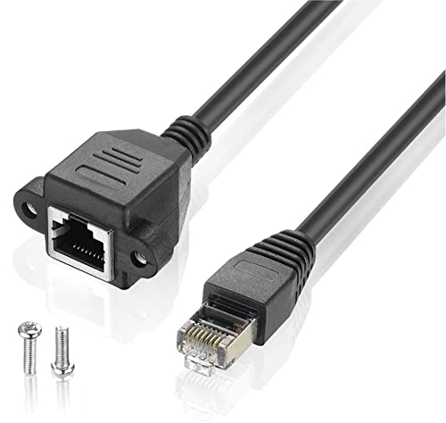 innov8 RJ45 Male to Female Panel Mount Ethernet Extension Cable Cat 5E/5 Cat 6 (Including 2 Screws) - 0.3m