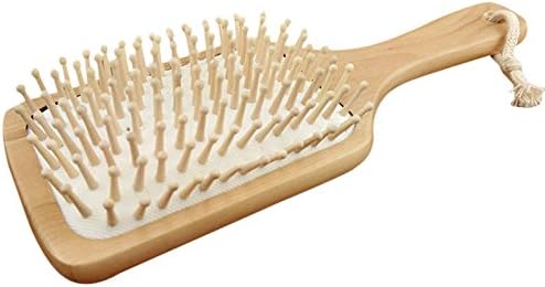 Tenflyer Natural Bamboo Paddle Cushion Massage Hair Brush Ball-Tipped Wooden Bristles