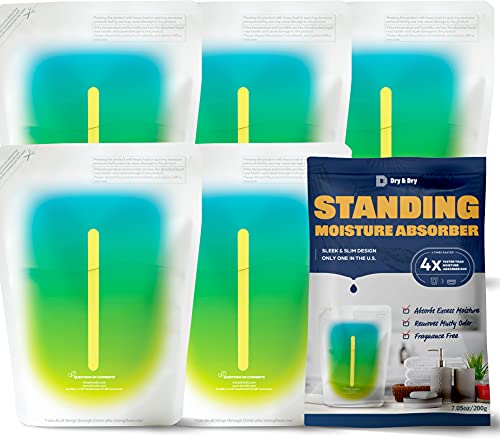 Dry & Dry Standing Moisture Absorbers to Control Excess Moisture for Basement, Closets, Bathrooms, Laundry Rooms - White (5 Pack)