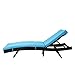 Peachtree Press Inc Peach Tree Outdoor Patio PE Rattan Wicker Adjustable Chaise Lounge Chair w/Blue