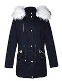 Bellivera Women's Parka Faux Fur Collar Twill Jacket, Warm Women Winter Coats with Hooded
