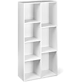 Amazon Basics 7 Cube Organizer Bookcase, Storage Shelf for Home and Office, Display Storage Organizer, Sturdy with Easy Assembly, 9.25"D x 19.49"W x 41.73"H, White