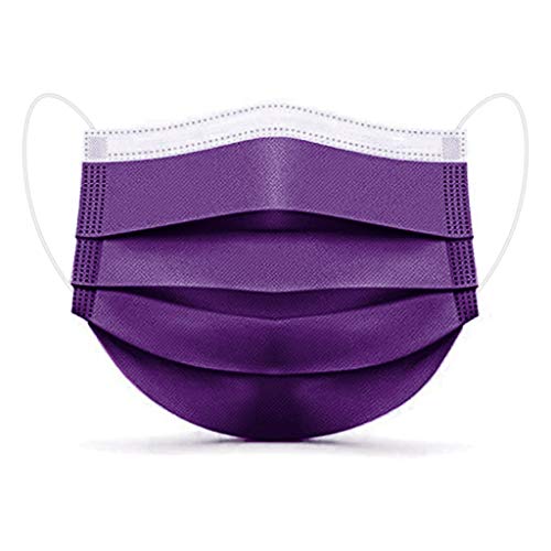 GSusan Masque_Facial_Jetable 50 Pièces ???????????????????????? de Confortable, à Trois Couch????s Protection Recommandé pour Les Hommes et Les Femmes (1#Violet Foncé-50pcs)
