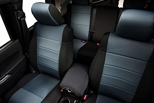 Jaybally Jeep Wrangler Seat Covers for 2007, 2008, 2009, 2010 JK Rubicon, Sahara, Unlimited, Customized Neoprene Car Seat Protector, Airbag Compatible and Waterproof (4 DOOR, Black/Charcoal)