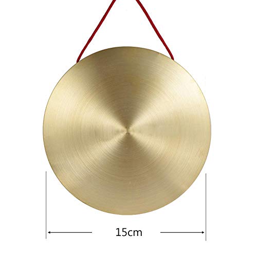 HsgbvictS Learning & Education 15cm Hand Gong Toy Brass Copper Chapel Opera Percussion with Round Play Hammer - Yellow Copper