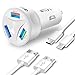 Fast Car Charger, ZOYOL 42W 7A 3-Port Quick Charge 3.0 Fast Car Charger Compatible with Samsung Galaxy S9 S9 Plus S8 S8 Plus S10 S10 Plus Note 8 Note 9, i Phone XS XR X 8 8 Plus 7 7 Plus 6 6s Plus 5s