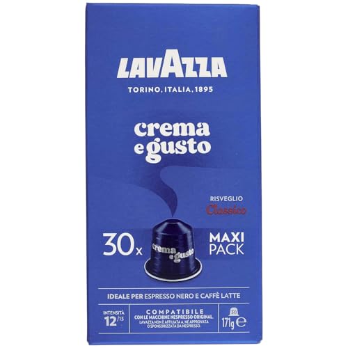 , Crema e Gusto Classico, 30 Aluminiumkapseln kompatibel mit Nespresso* Original Maschinen, Noten von Gewürzen, Schokolade und Holz, Arabica&Robusta, Intensität 12/13, mittlere Röstung