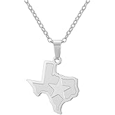 kkjoy Texas State Map with Lone Star Necklace Stainless Steel U.S. Map Pendant Necklace Jewelry for Women Men