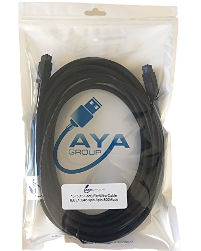 AYA 15Ft (15 Feet) FireWire Cable IEEE1394b 9pin-9pin 800Mbps Compatible with Windows, Apple and Sony iLink Devices - Thumbnail 3