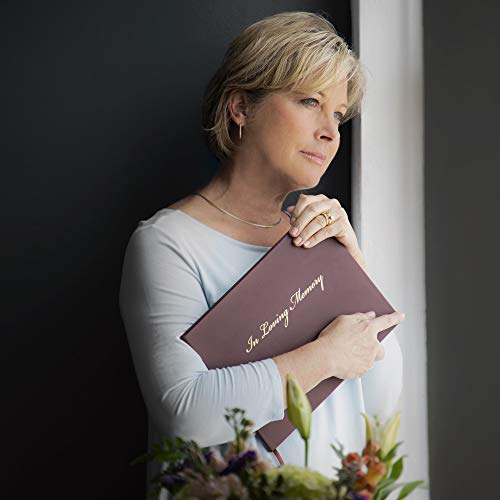 Heart & Homage Funeral and Memorial Guest Sign-in Book with Pen and Memory Table Sign, PU Leather Hardcover, Large - Beautiful, Celebration of Life Registration Books (Burgundy)