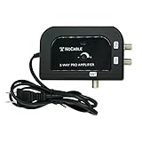 TV Antenna Preamplifier by NoCable | 4g Filtered + Splits OTA Signal Between 2 TVs + Powered, Low Loss, Adjustable Gain