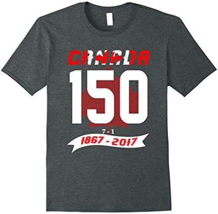 Men's Memorial's Day Canada Flags 150 Year Cool and Refreshing TS Large Dark Heather