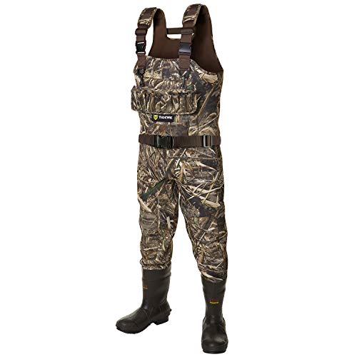 TIDEWE Hunting Wader with 1400 Gram Insulation Rubber Boots, 5mm Neoprene Waterproof Chest Wader